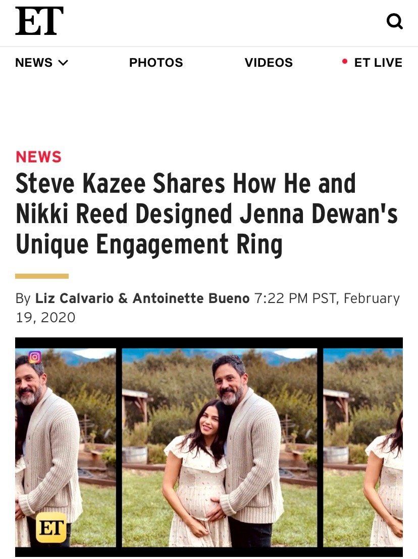 ET Online | Steve Kazee Shares How He and Nikki Reed Designed Jenna Dewan's Unique Engagement Ring