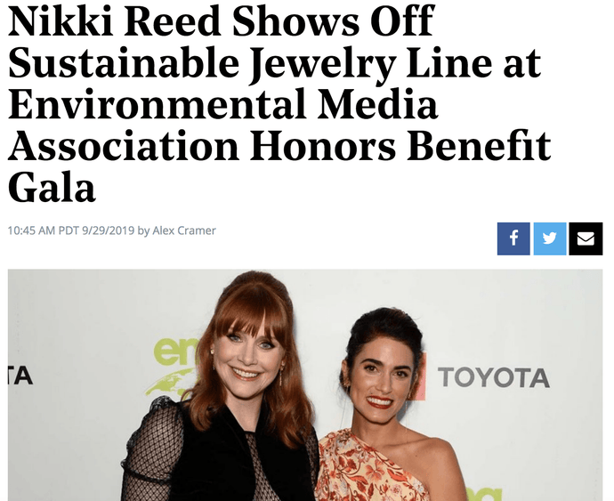 The Hollywood Reporter | Nikki Reed shows off sustainable jewelry line at environmental media association honors benefit gala