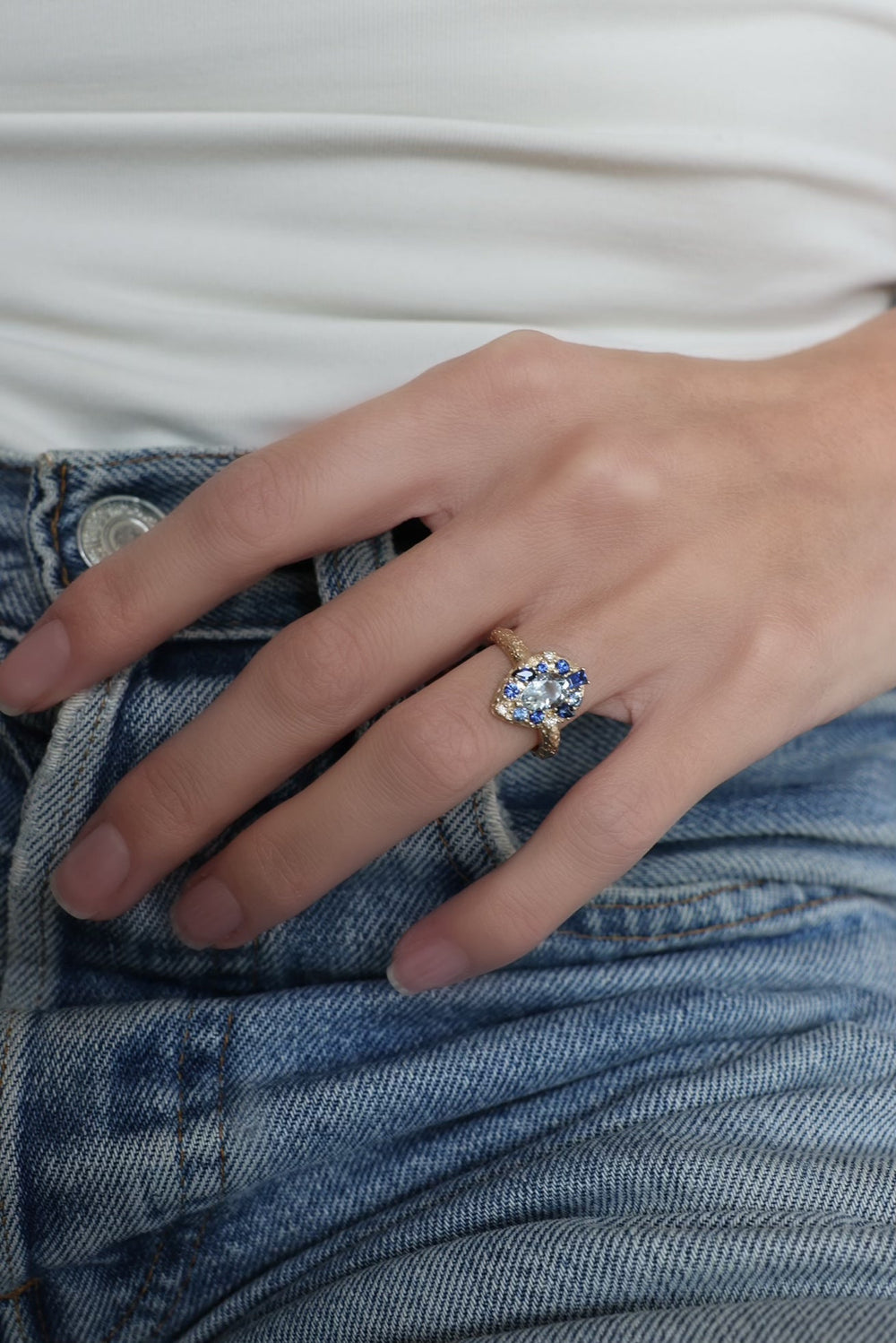 Gradient Aqua Pear Ring Bayou with Love 