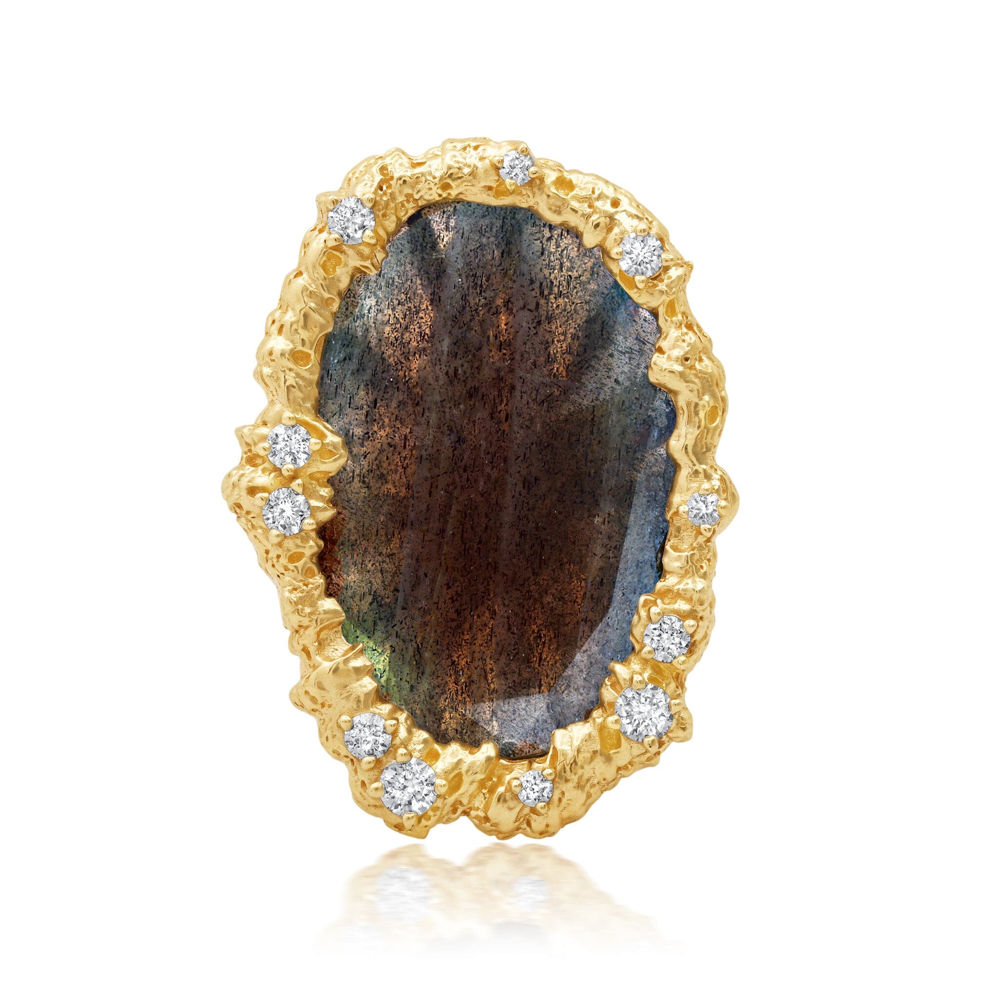 Oval Labradorite + Diamond Moonscape Ring Jewelry Bayou with Love 