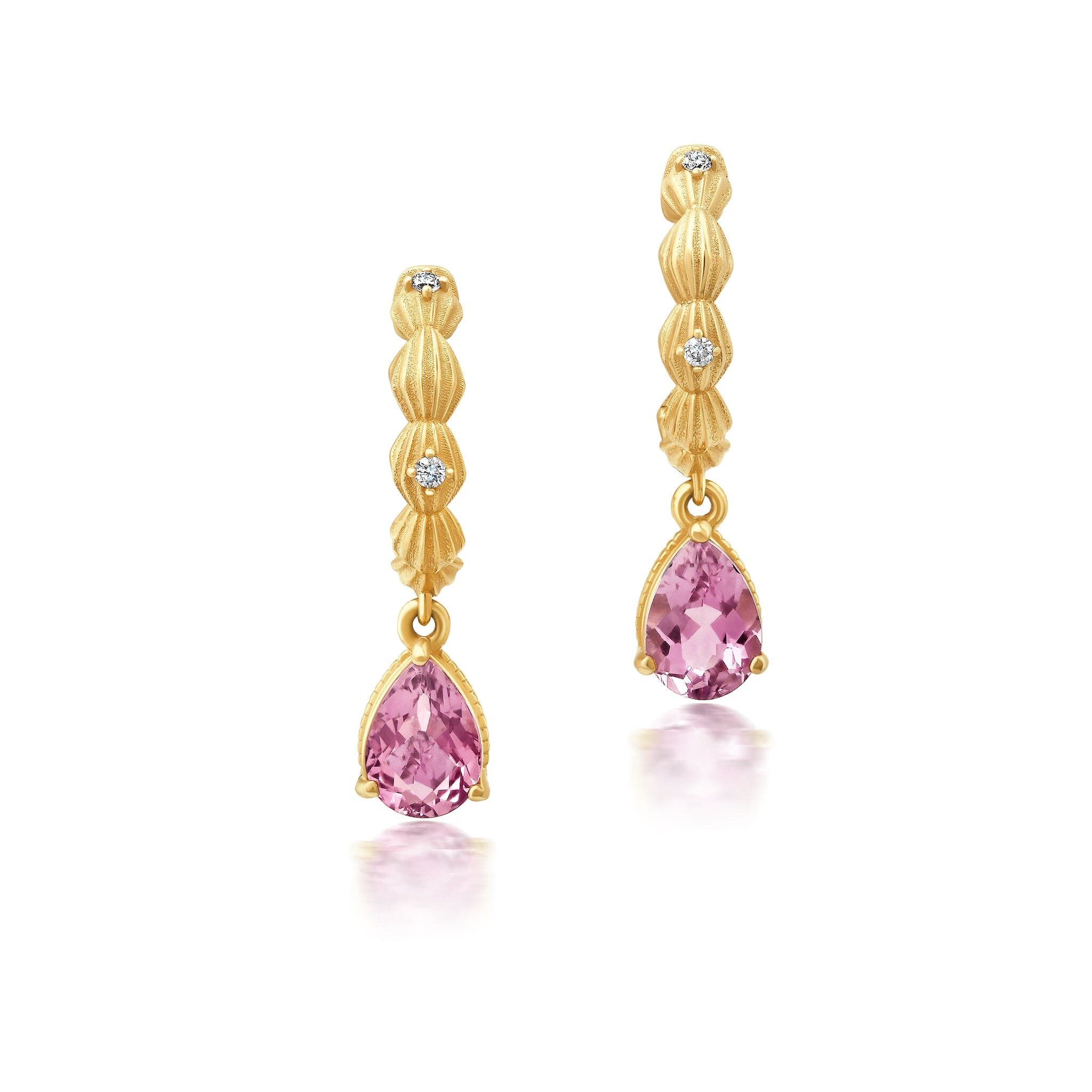 Diamond + Tourmaline Shell Huggies Jewelry Bayou with Love 