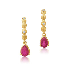 Diamond + Ruby Shell Huggies Jewelry Bayou with Love 