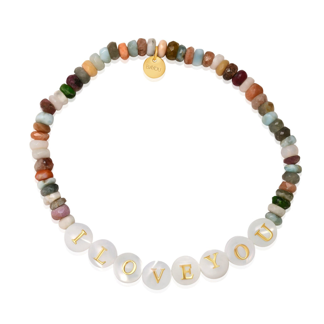 Gift Beaded Bracelet Jewelry Bayou with Love I love You 