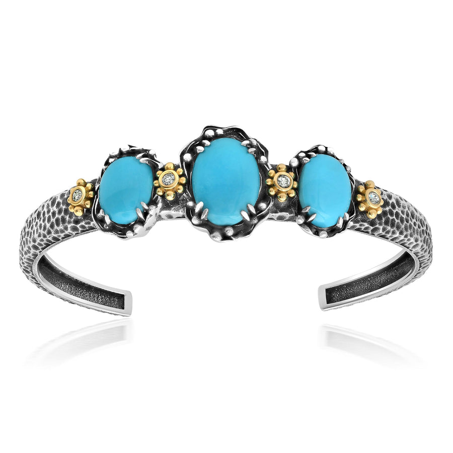 79 Oval Diamond Turquoise Water Cuff Bracelet Jewelry Bayou with Love 