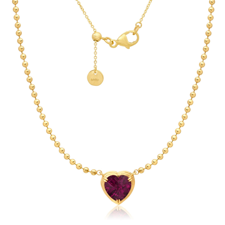 Garnet Heart Beaded Necklace Jewelry Bayou with Love 