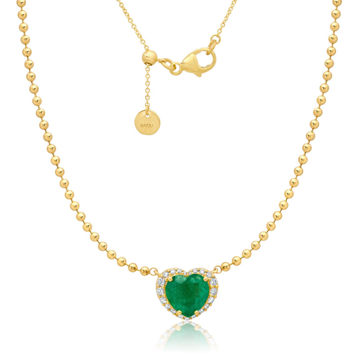 Diamond Emerald Heart Beaded Necklace Jewelry Bayou with Love 