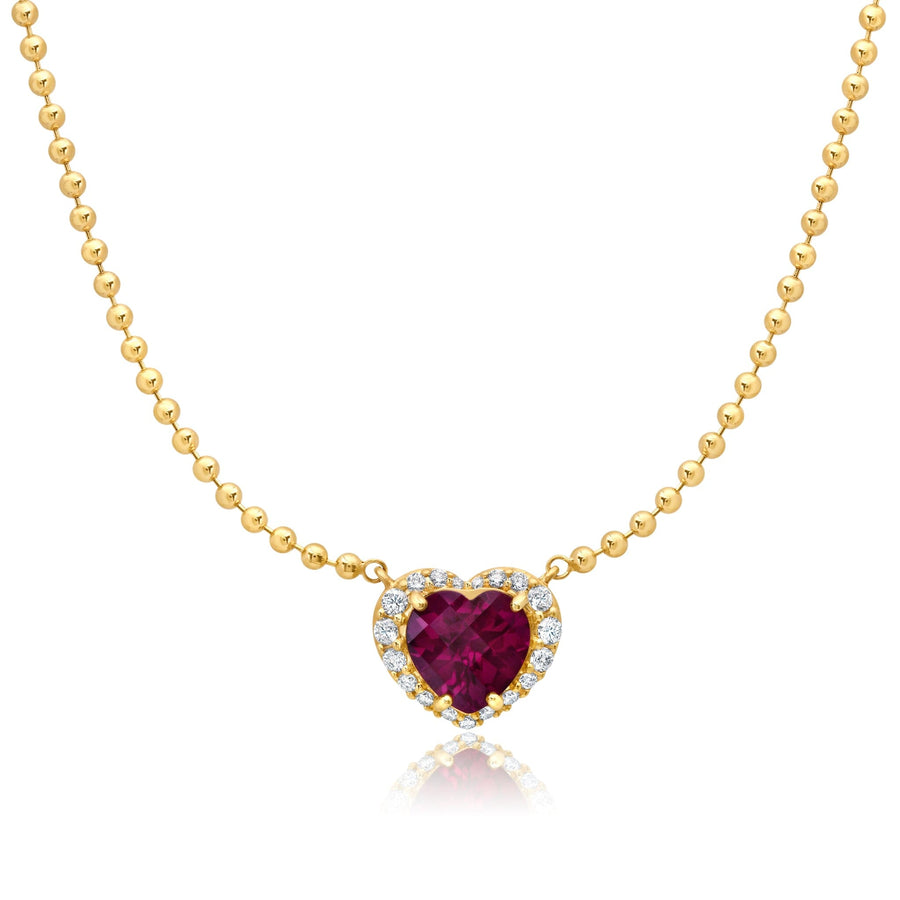 Diamond Garnet Heart Beaded Necklace Jewelry Bayou with Love 
