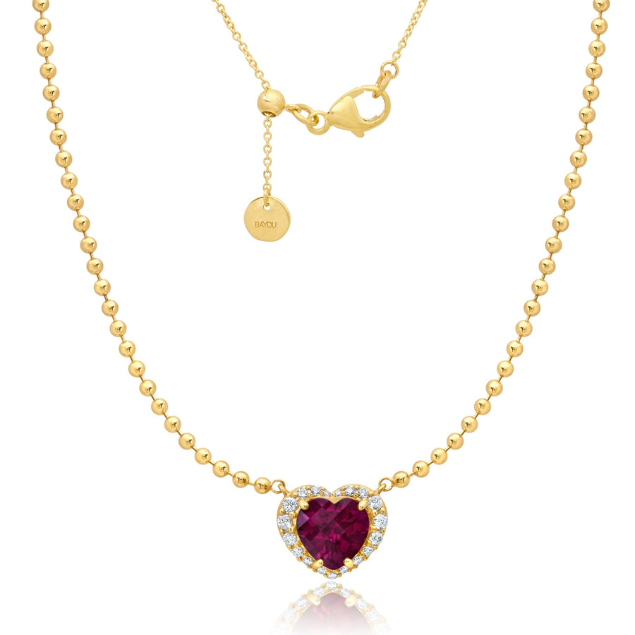 Diamond Garnet Heart Beaded Necklace Jewelry Bayou with Love 