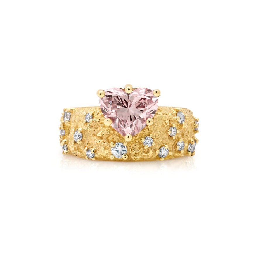 Pink Diamond Heart Moonscape Pinky Ring Jewelry Bayou with Love 