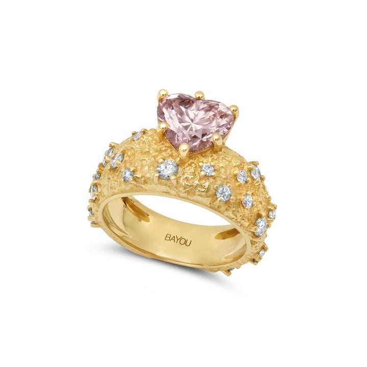 Pink Diamond Heart Moonscape Pinky Ring Jewelry Bayou with Love 