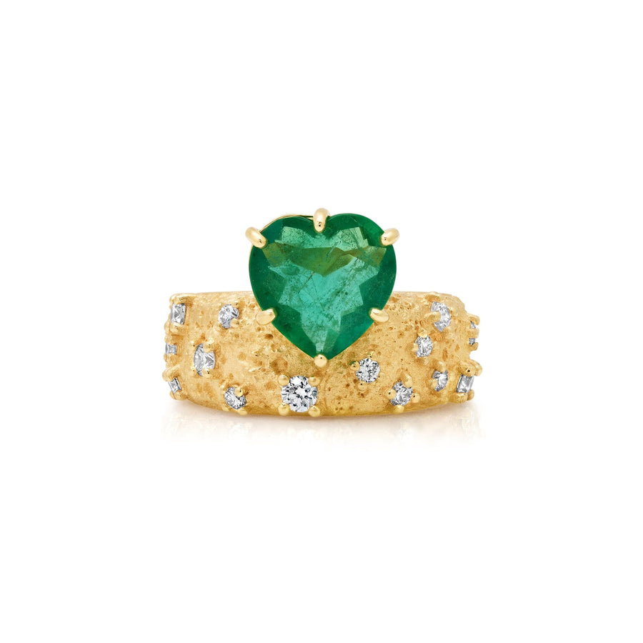 Emerald Heart + Diamond Moonscape Pinky Ring Jewelry Bayou with Love 