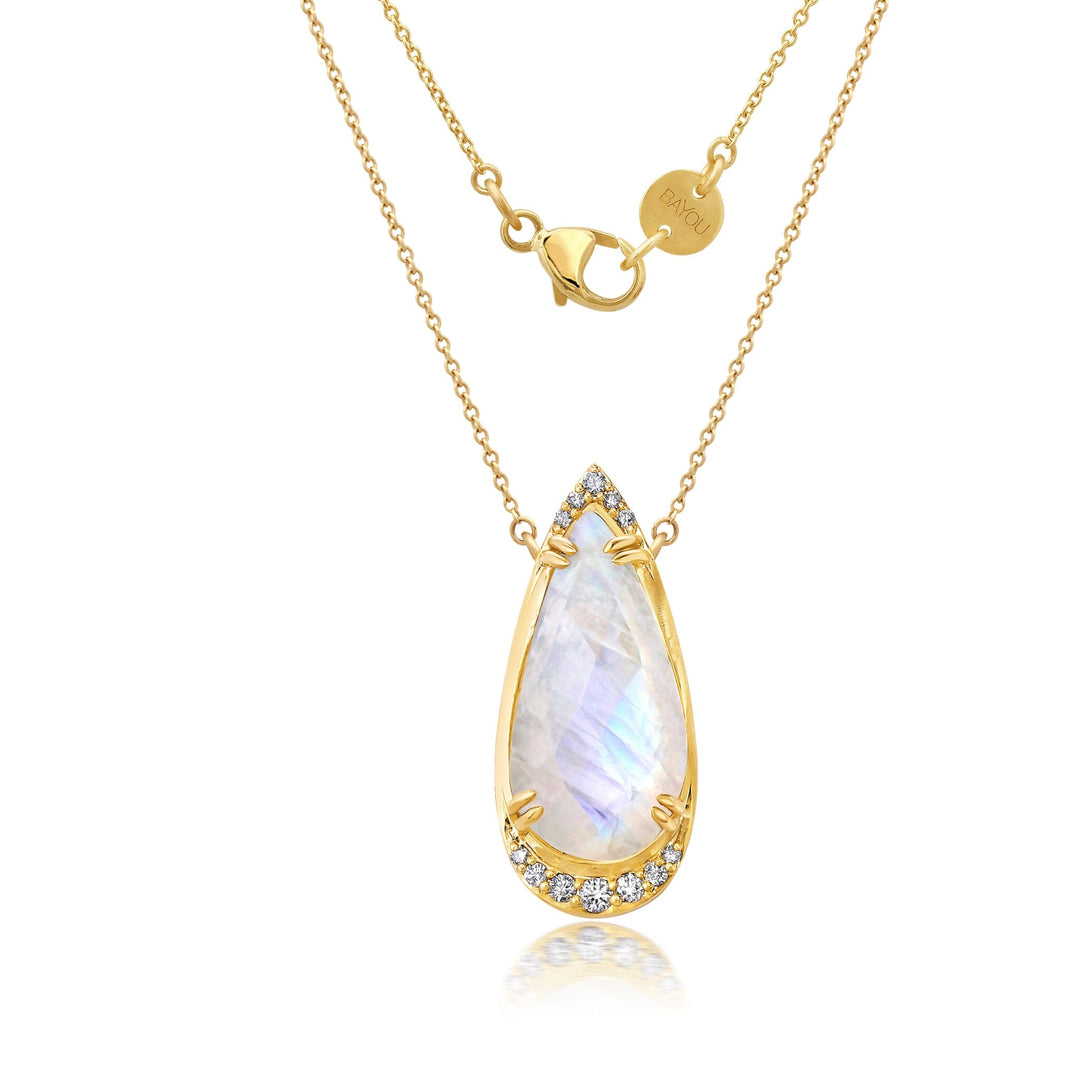 Moonstone + Diamond Lunar Necklace Jewelry Bayou with Love 