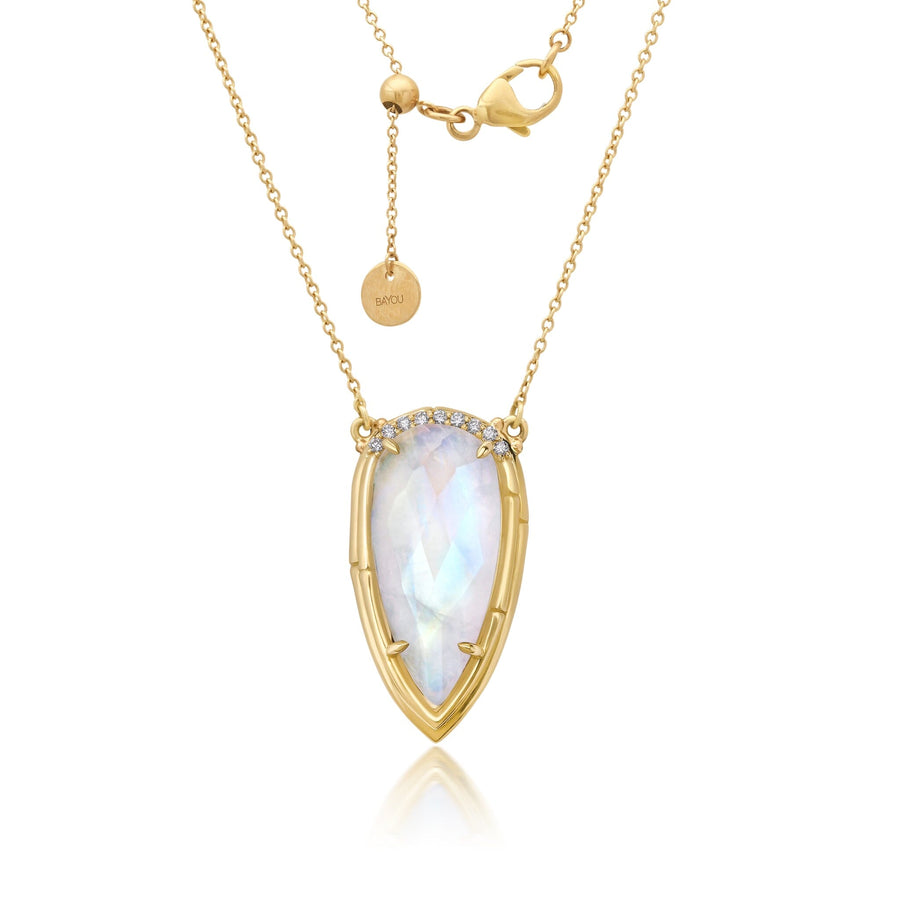 Briolette Moonstone + Diamond Necklace Jewelry Bayou with Love 