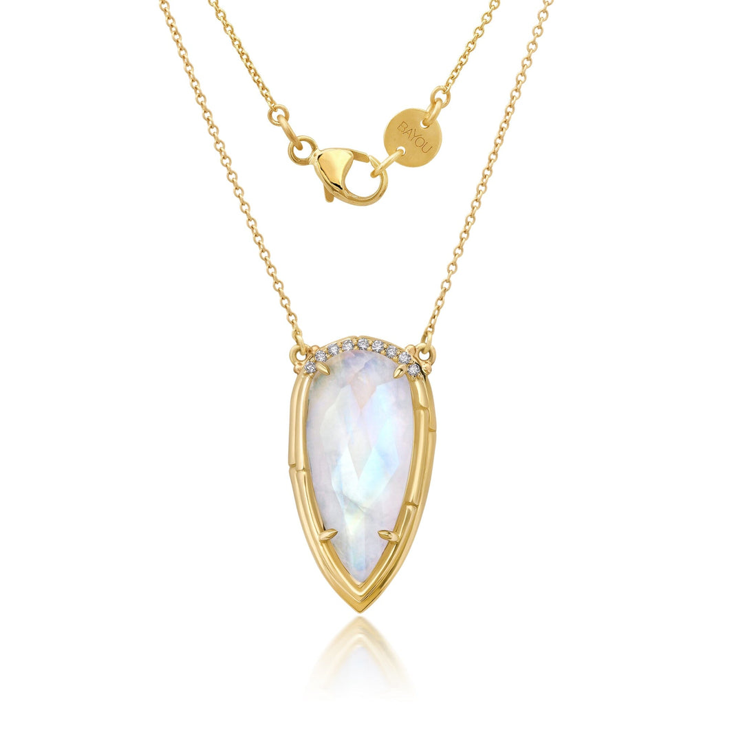 Briolette Moonstone + Diamond Necklace Jewelry Bayou with Love 
