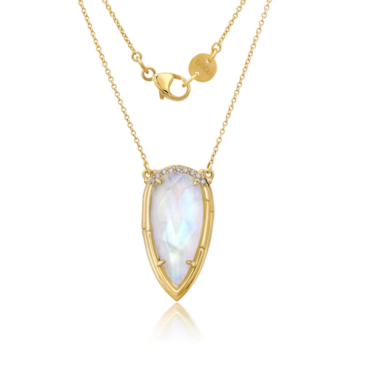 Briolette Moonstone + Diamond Necklace Jewelry Bayou with Love 