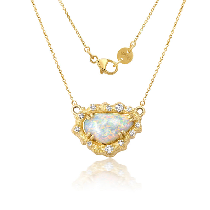 Opal + Diamond Moonscape Necklace Jewelry Bayou with Love 