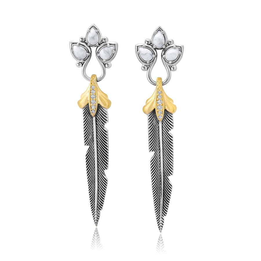 Feather Diamond Magnesite Earrings Jewelry Bayou with Love 