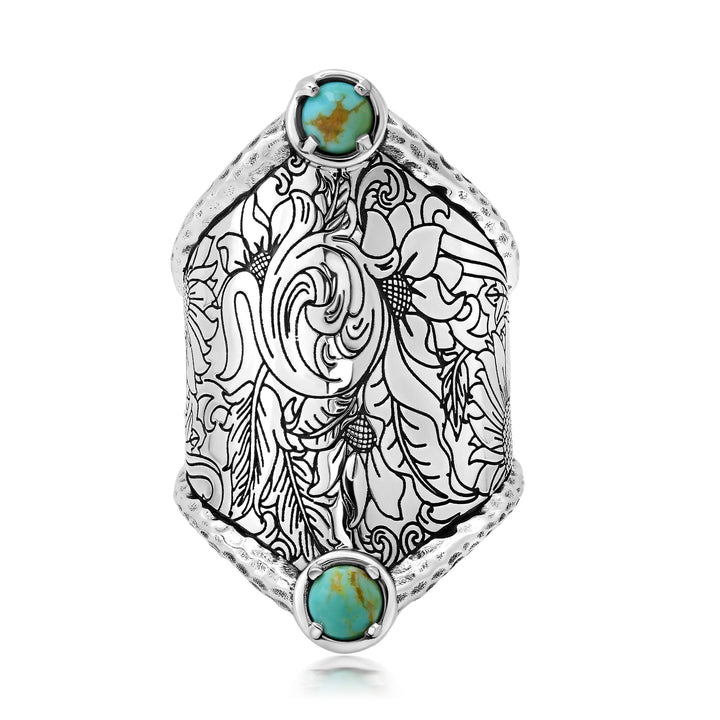 Turquoise Boho Wide Band Ring Jewelry Bayou with Love 
