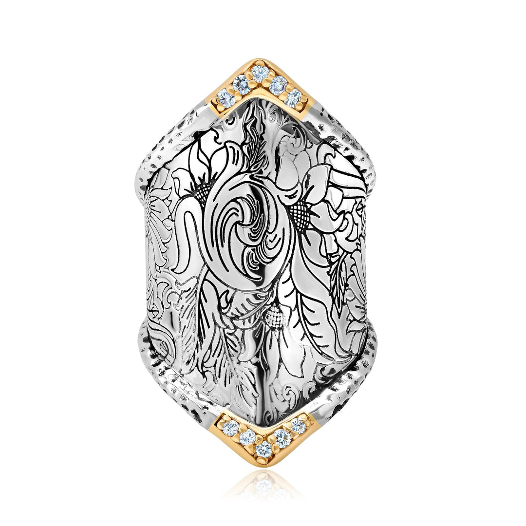 Diamond Boho Wide Band Ring Jewelry Bayou with Love 