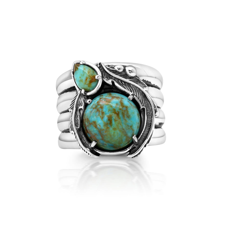 Feather Turquoise Ring Jewelry Bayou with Love 
