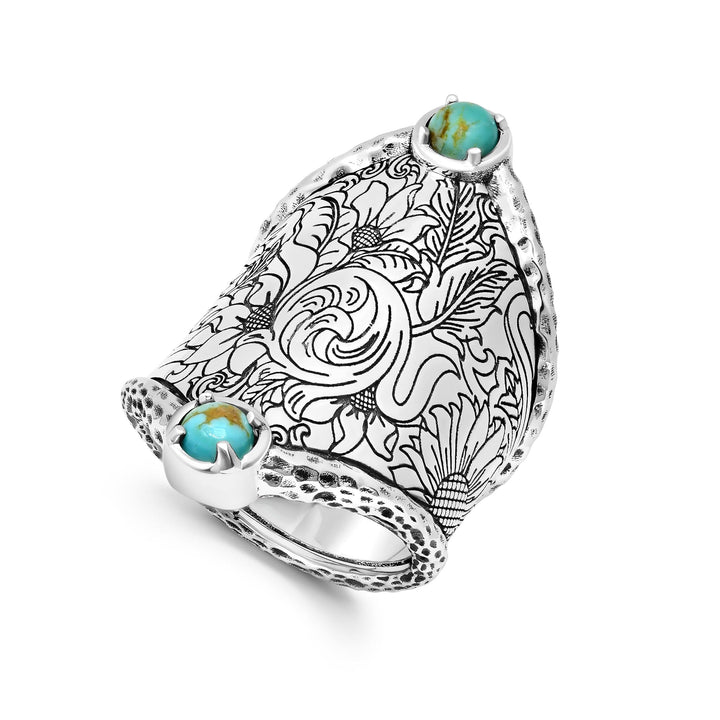 Turquoise Boho Wide Band Ring Jewelry Bayou with Love 