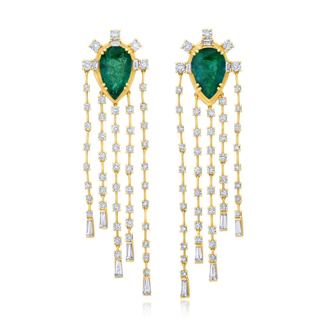 The Bayou Emerald + Diamond Chandelier Earrings Jewelry Bayou with Love 
