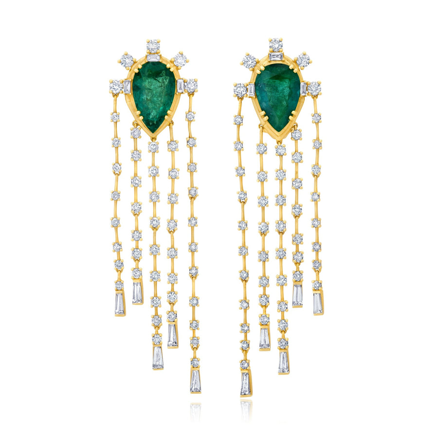 The Bayou Emerald + Diamond Chandelier Earrings Jewelry Bayou with Love 