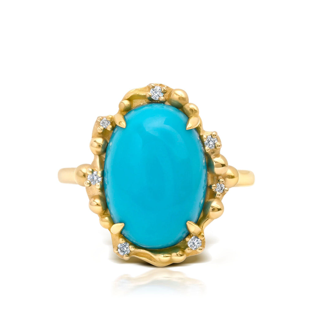 Oval Diamond Blue Turquoise Water Ring Jewelry Bayou with Love 