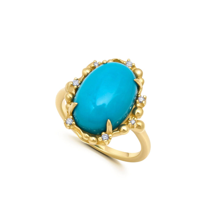 Oval Diamond Blue Turquoise Water Ring Jewelry Bayou with Love 