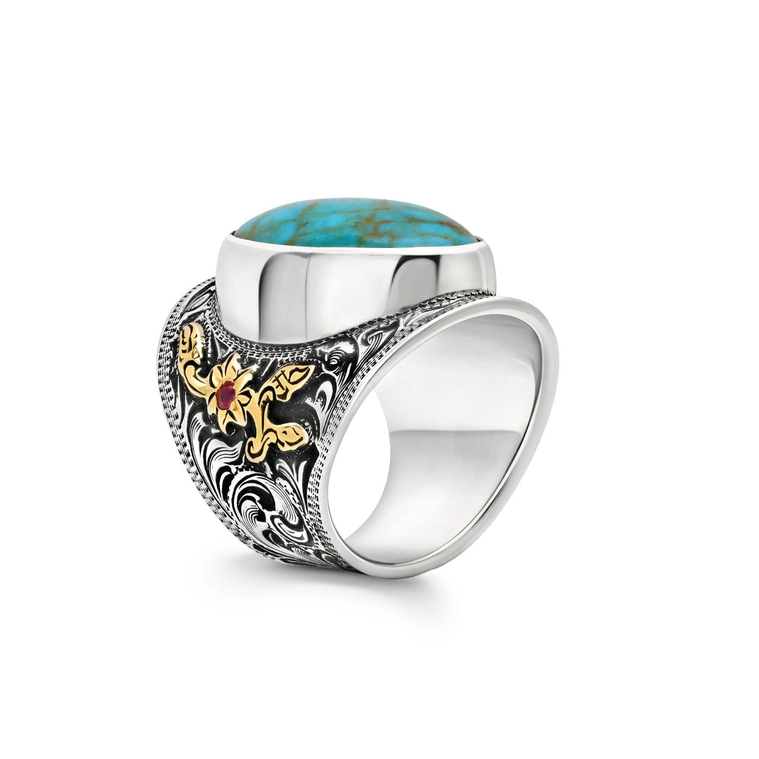 Royston Turquoise Cabochon Cigar Band Jewelry Bayou with Love 