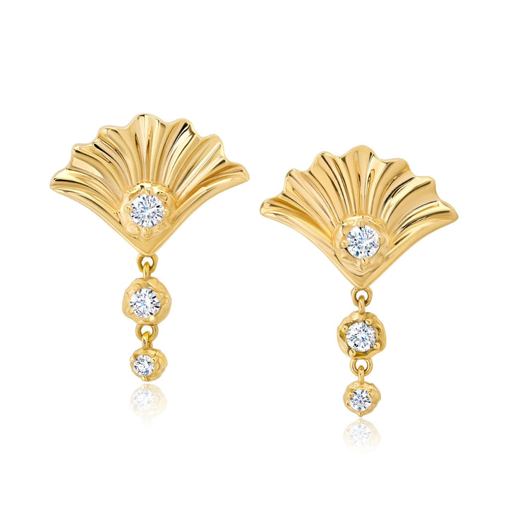 Fan Shell Diamond Drop Earrings Jewelry Bayou with Love 