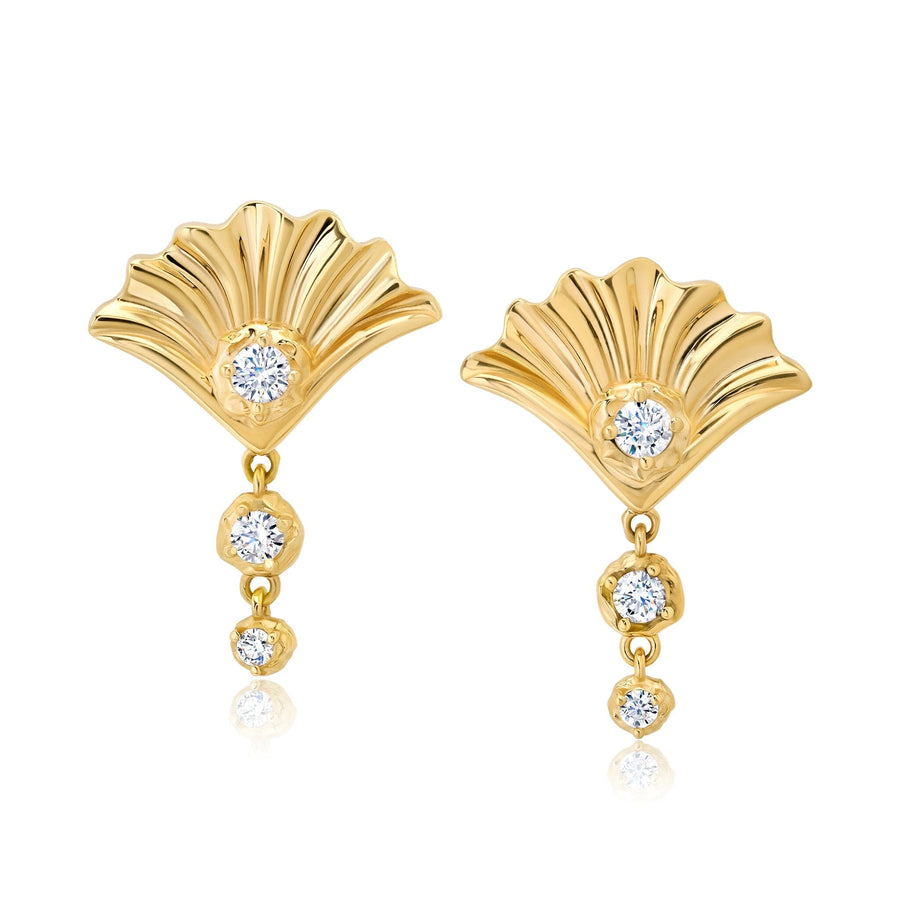 Fan Shell Diamond Drop Earrings Jewelry Bayou with Love 