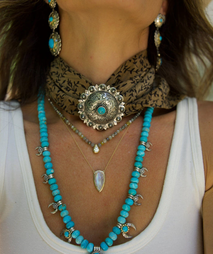 Turquoise Neckerchief Slide Jewelry Bayou with Love 