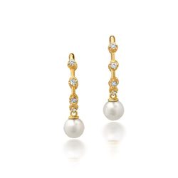 Diamond + Pearl Shell Hoops Jewelry Bayou with Love 