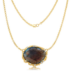 Moonscape Labradorite + Diamond Necklace Jewelry Bayou with Love 