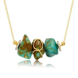Three Turquoise + Diamond Necklace Jewelry Bayou with Love 