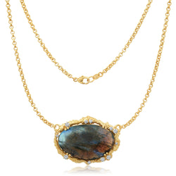 Lunar Labradorite + Moonscape Diamond Necklace Jewelry Bayou with Love 