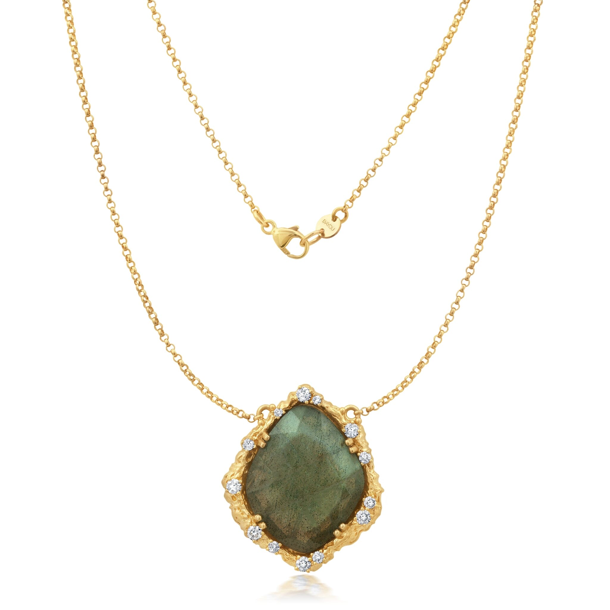Labradorite + Diamond Moonscape Necklace Jewelry Bayou with Love 