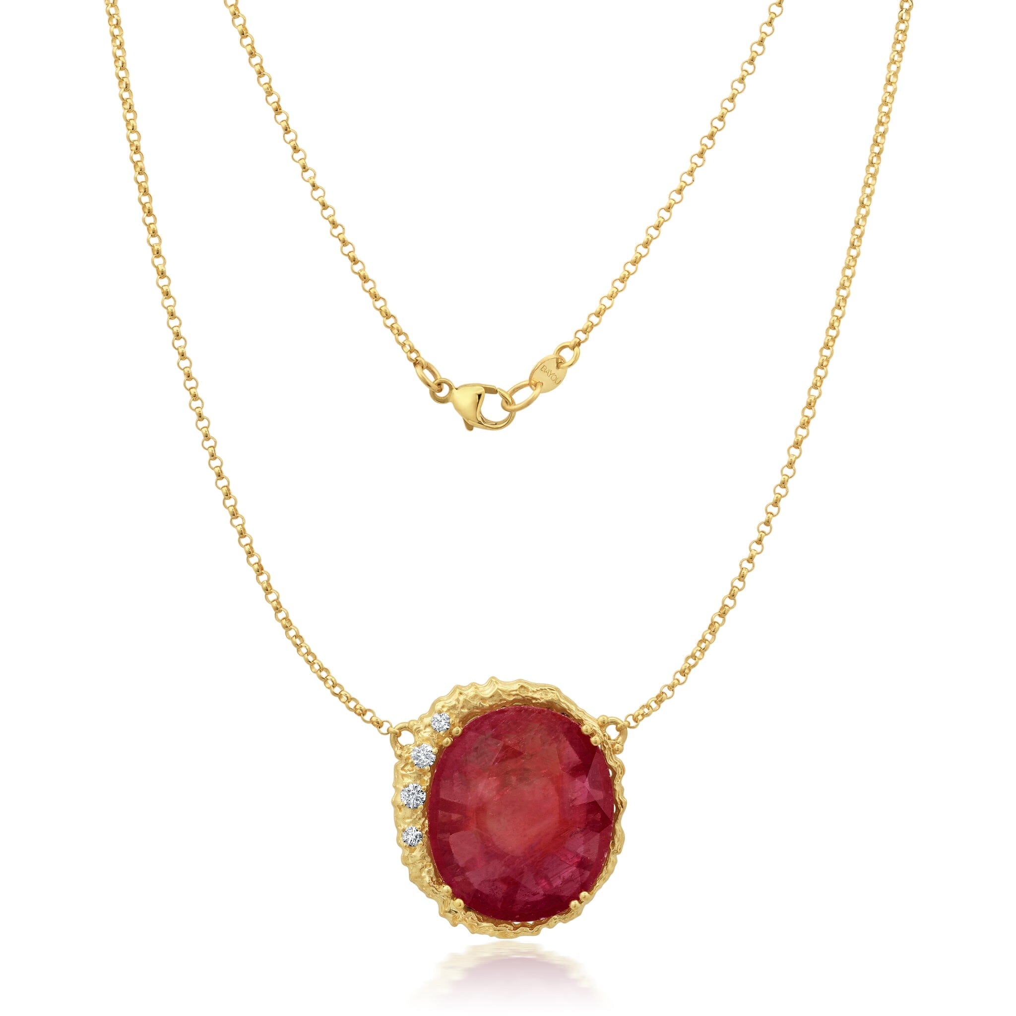 Lunar Ruby + Diamond Moonscape Necklace Jewelry Bayou with Love 