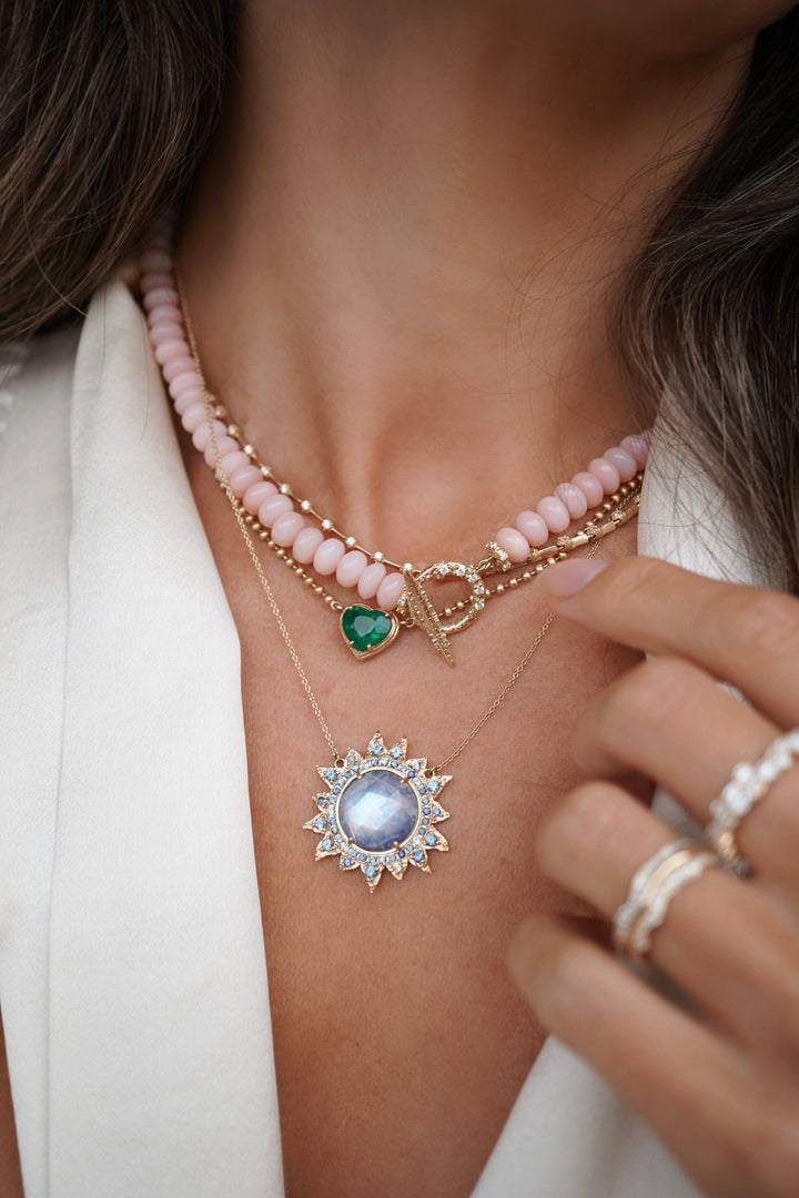 Pink Opal + Diamond Necklace Jewelry Bayou with Love 