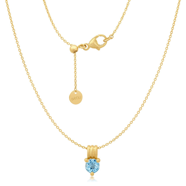 Birthstone Triple Orbit Necklace Bayou with Love Aquamarine 