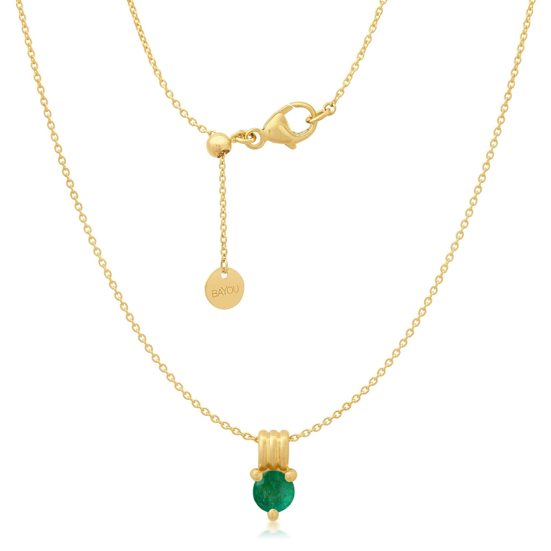 Birthstone Triple Orbit Necklace Bayou with Love Emerald 