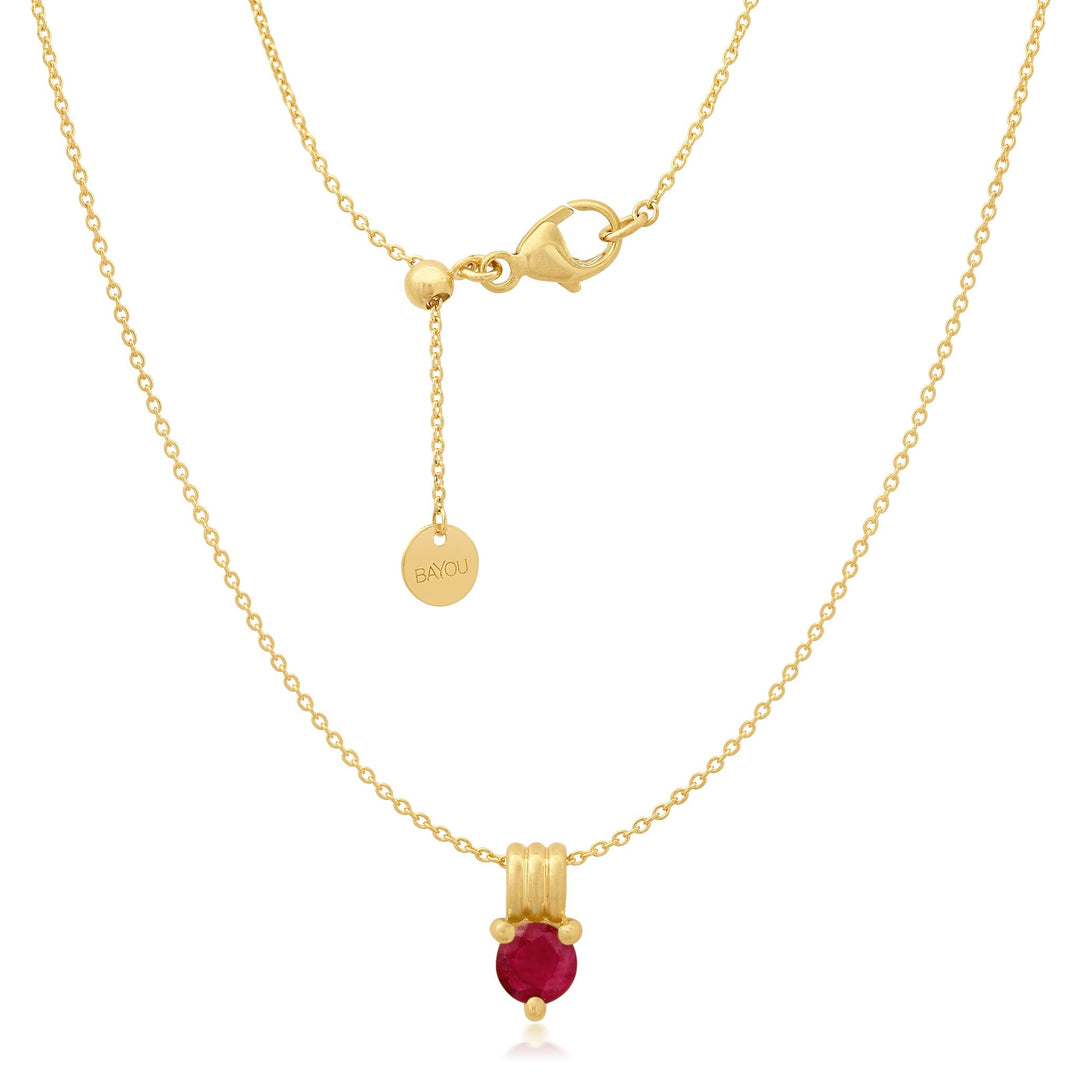 Birthstone Triple Orbit Necklace Bayou with Love Ruby 