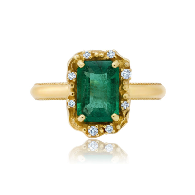 North South Emerald + Diamond Water Ring Jewelry Bayou with Love 