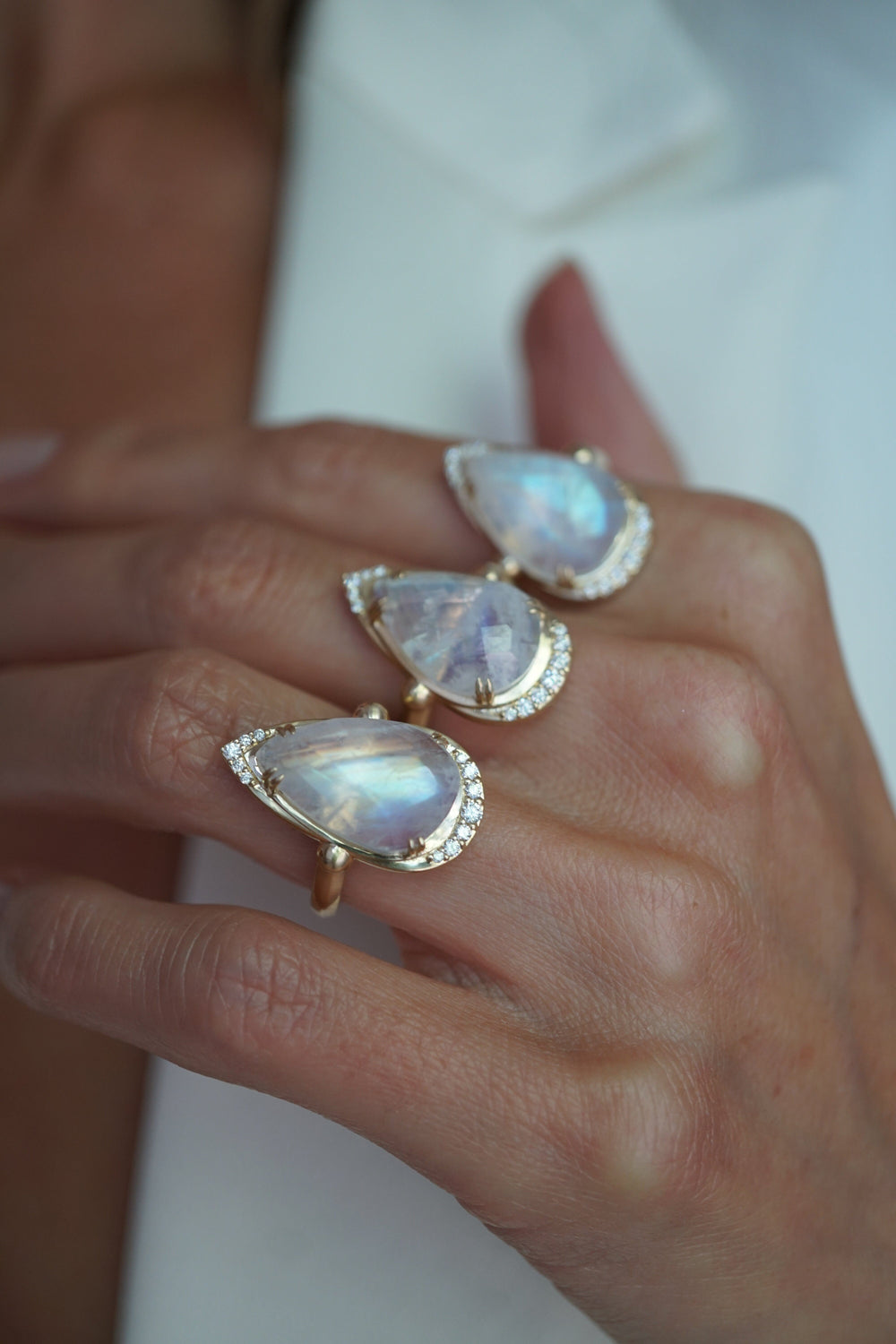 Diamond Moonstone Pear Lunar Ring Jewelry Bayou with Love 