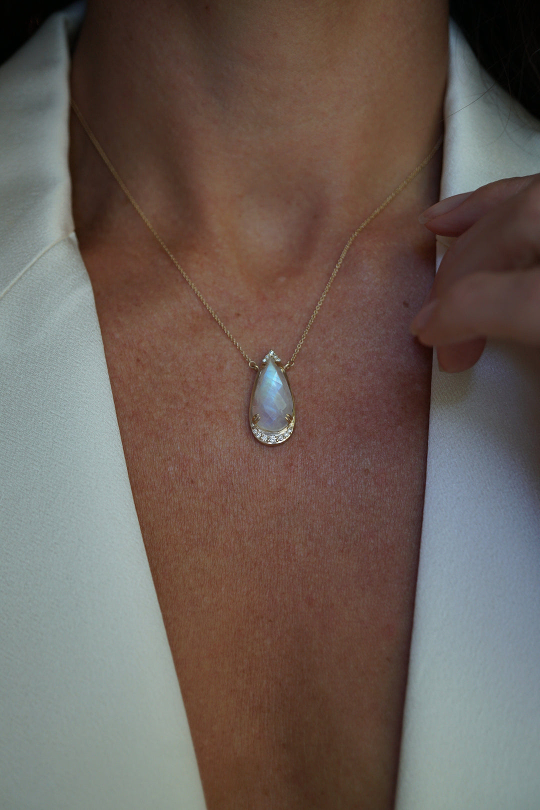 Moonstone Diamond Lunar Necklace Jewelry Bayou with Love 