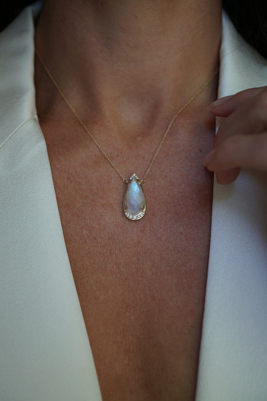 Moonstone Diamond Lunar Necklace Jewelry Bayou with Love 