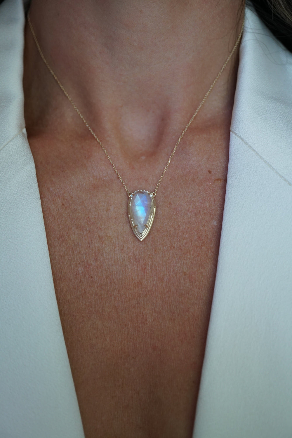 Moonstone Rattan Diamond Necklace Jewelry Bayou with Love 