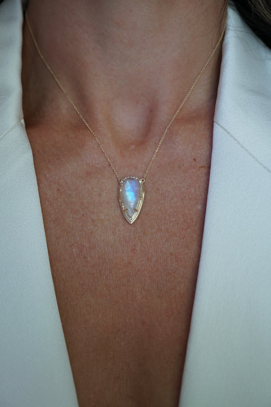 Moonstone Rattan Diamond Necklace Jewelry Bayou with Love 