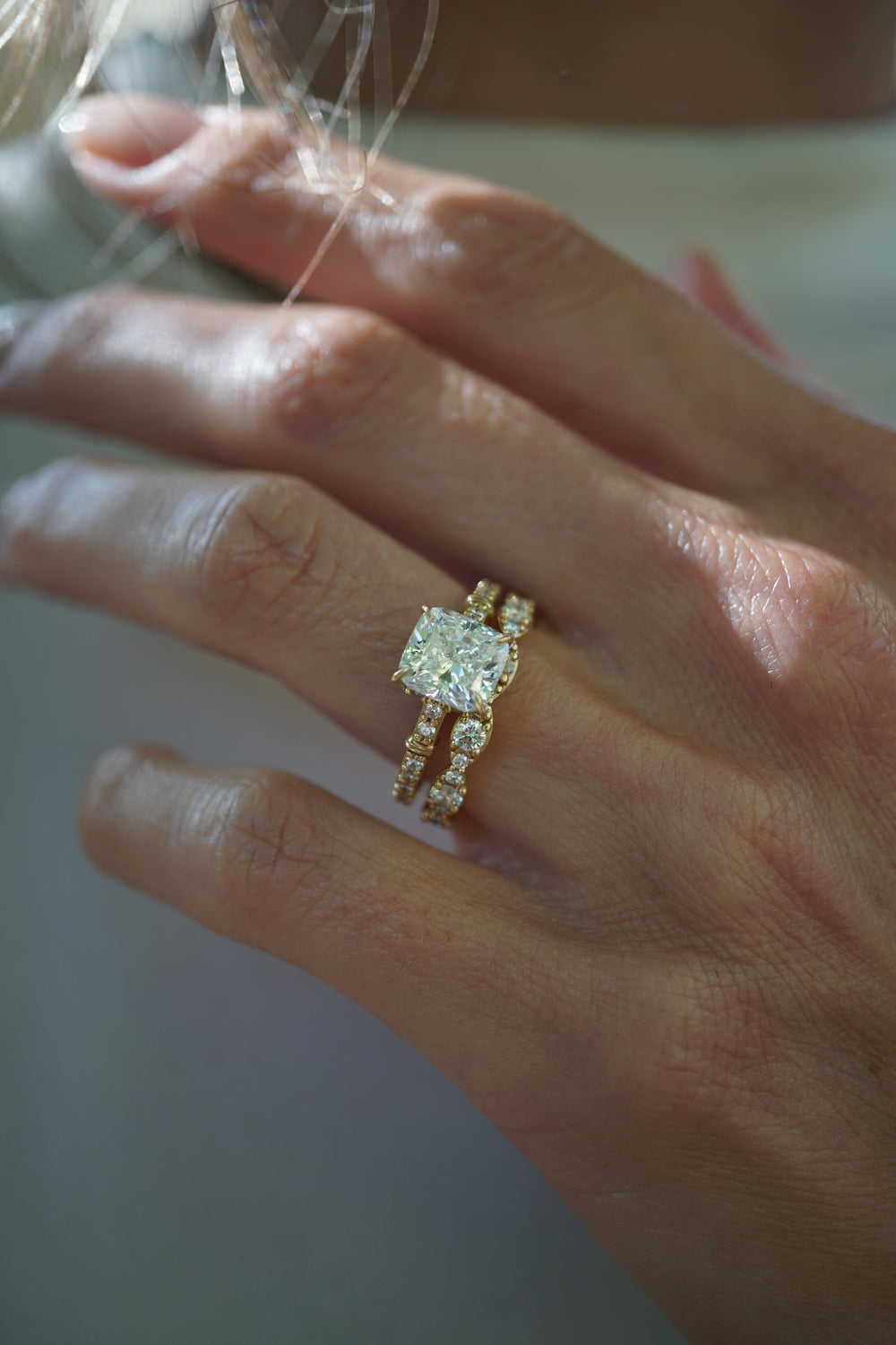Diamond Rattan Cushion Hidden Halo | Proposals Bridal Jewelry Bayou with Love 